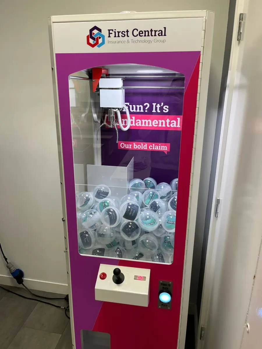 Prize crane full of clear capsules