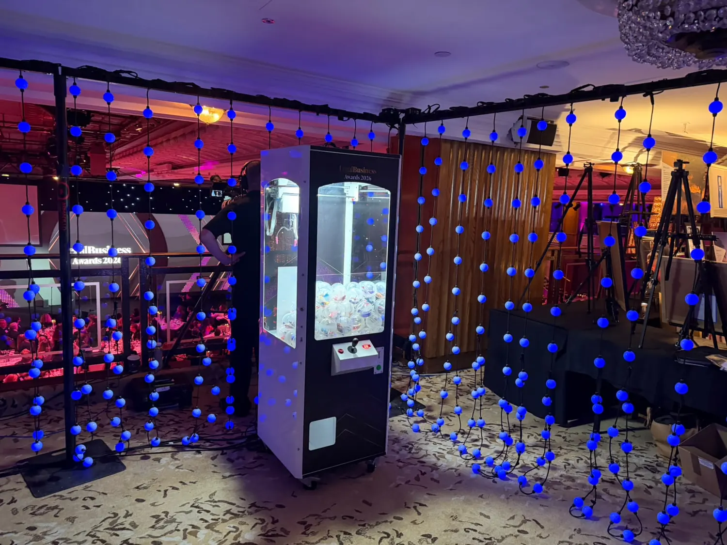 Branded claw machine hire for an event in Bath